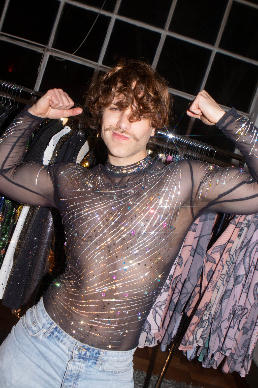 Starburst Embellished Long Sleeve Bodysuit