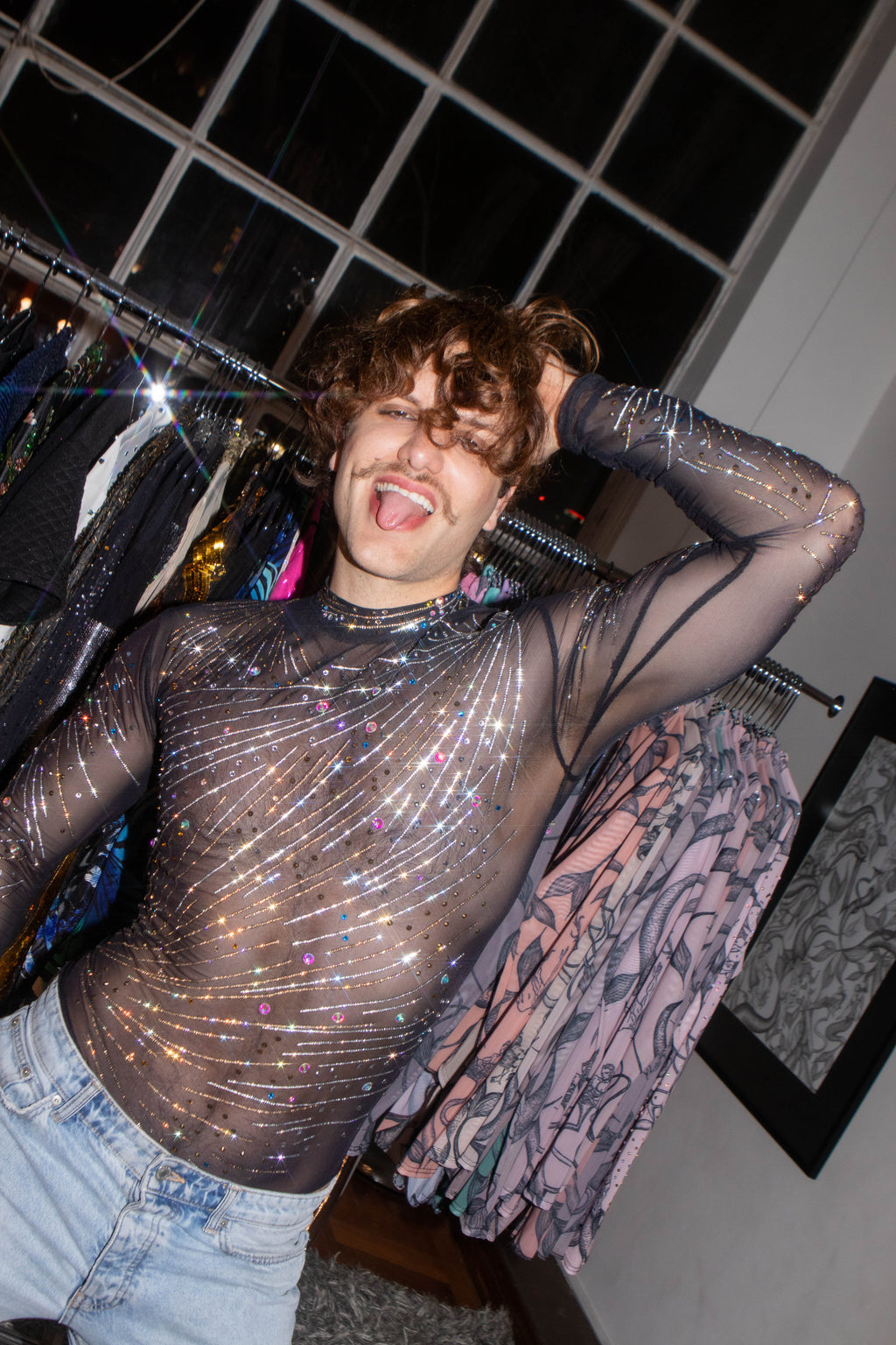 Starburst Embellished Long Sleeve Bodysuit
