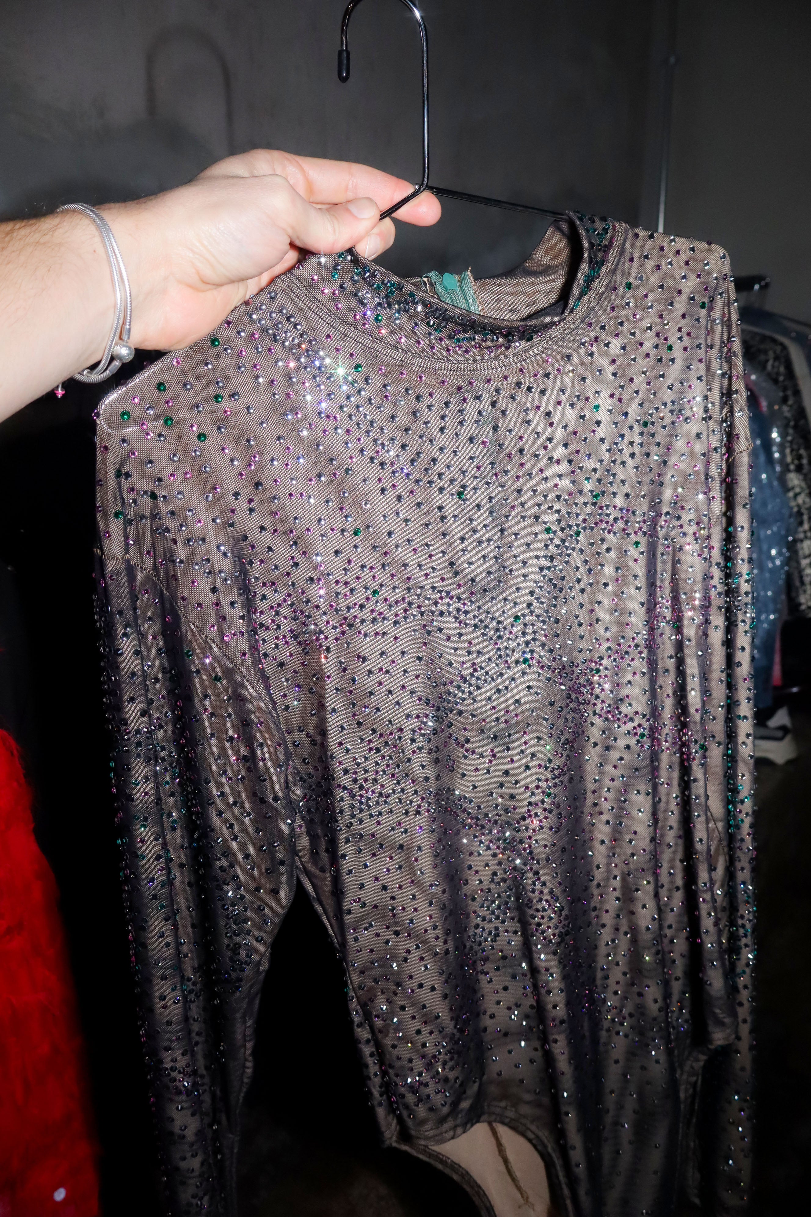 Maister Crystal Rhinestone Mesh Bodysuit