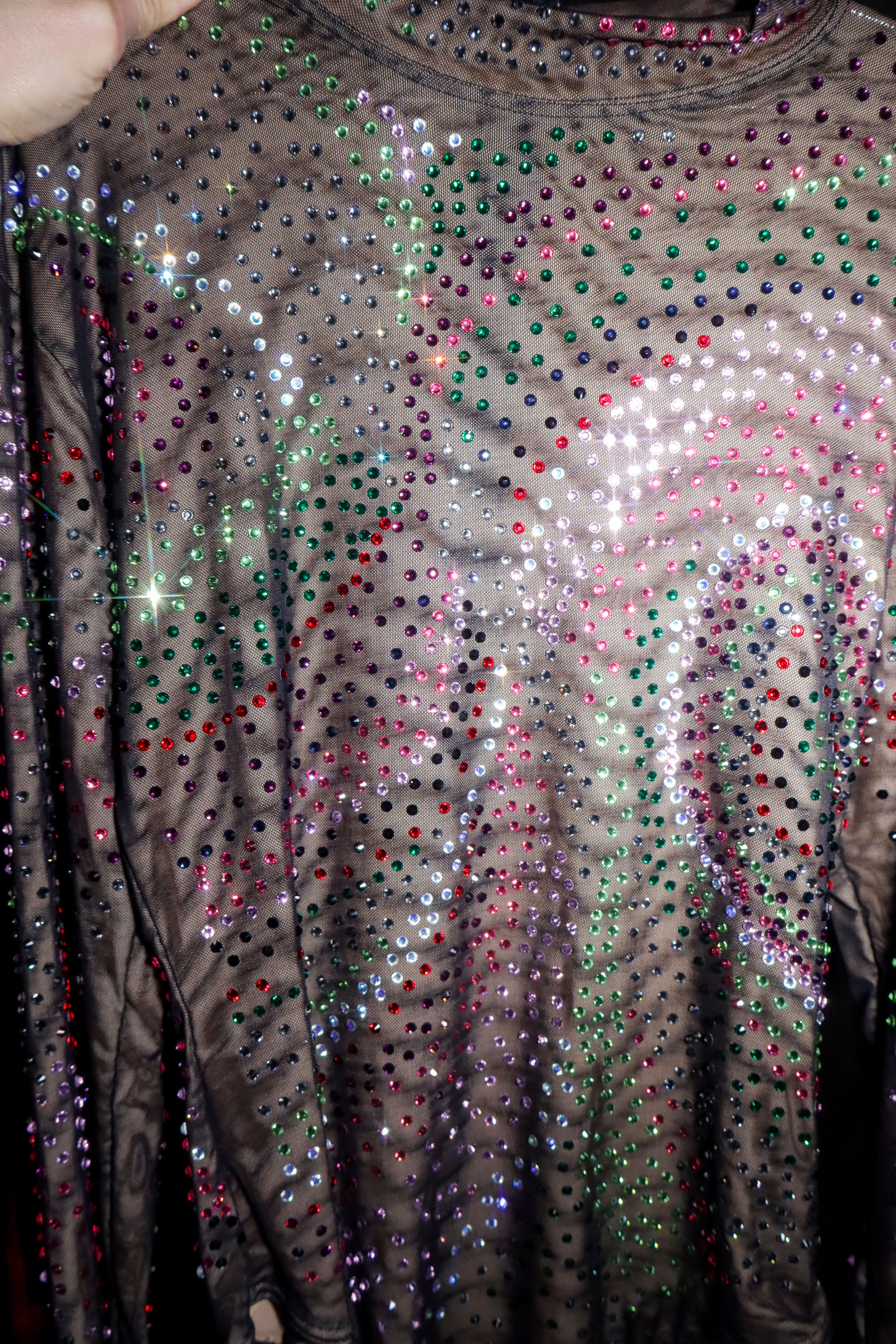 Maister Crystal Rhinestone Mesh Bodysuit