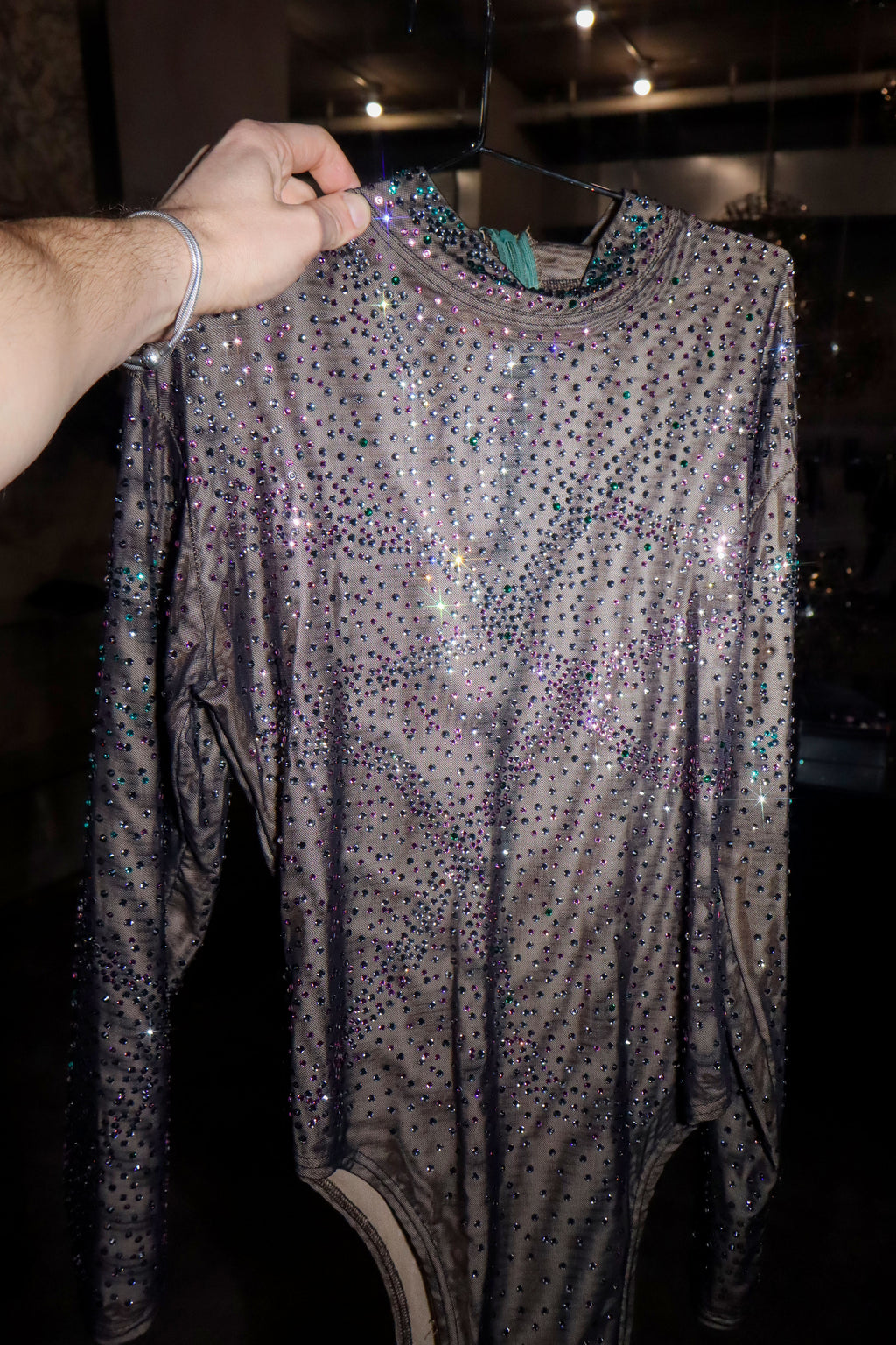 Maister Crystal Rhinestone Mesh Bodysuit