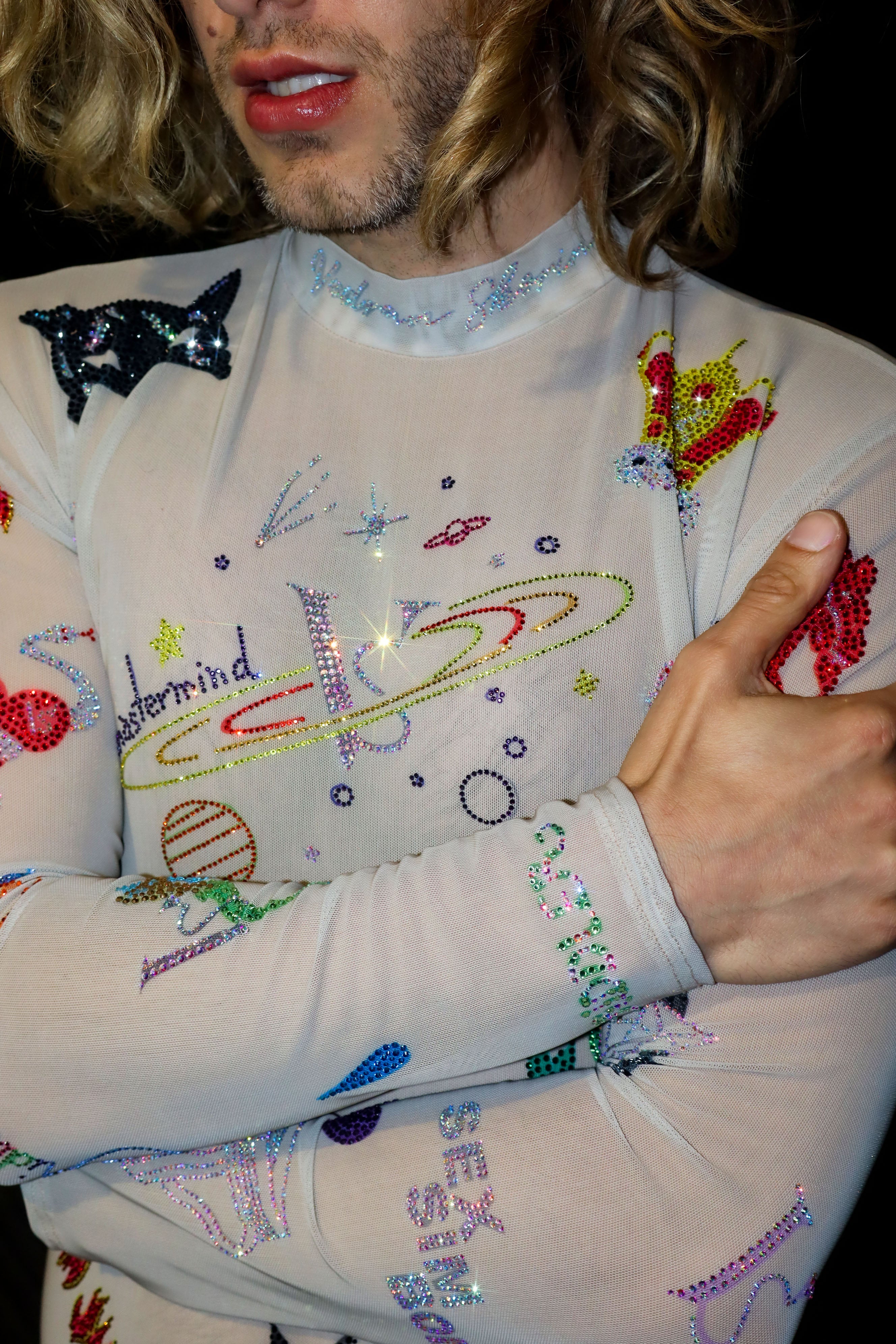 Cosmic Embellished Mesh Bodysuit