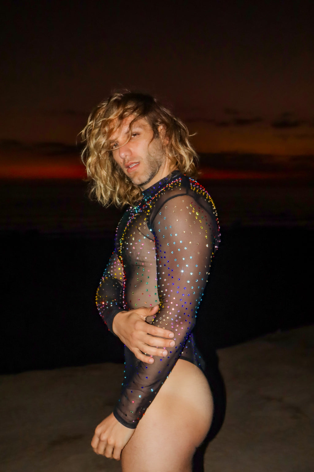 Starlight Embellished Long Sleeve Bodysuit