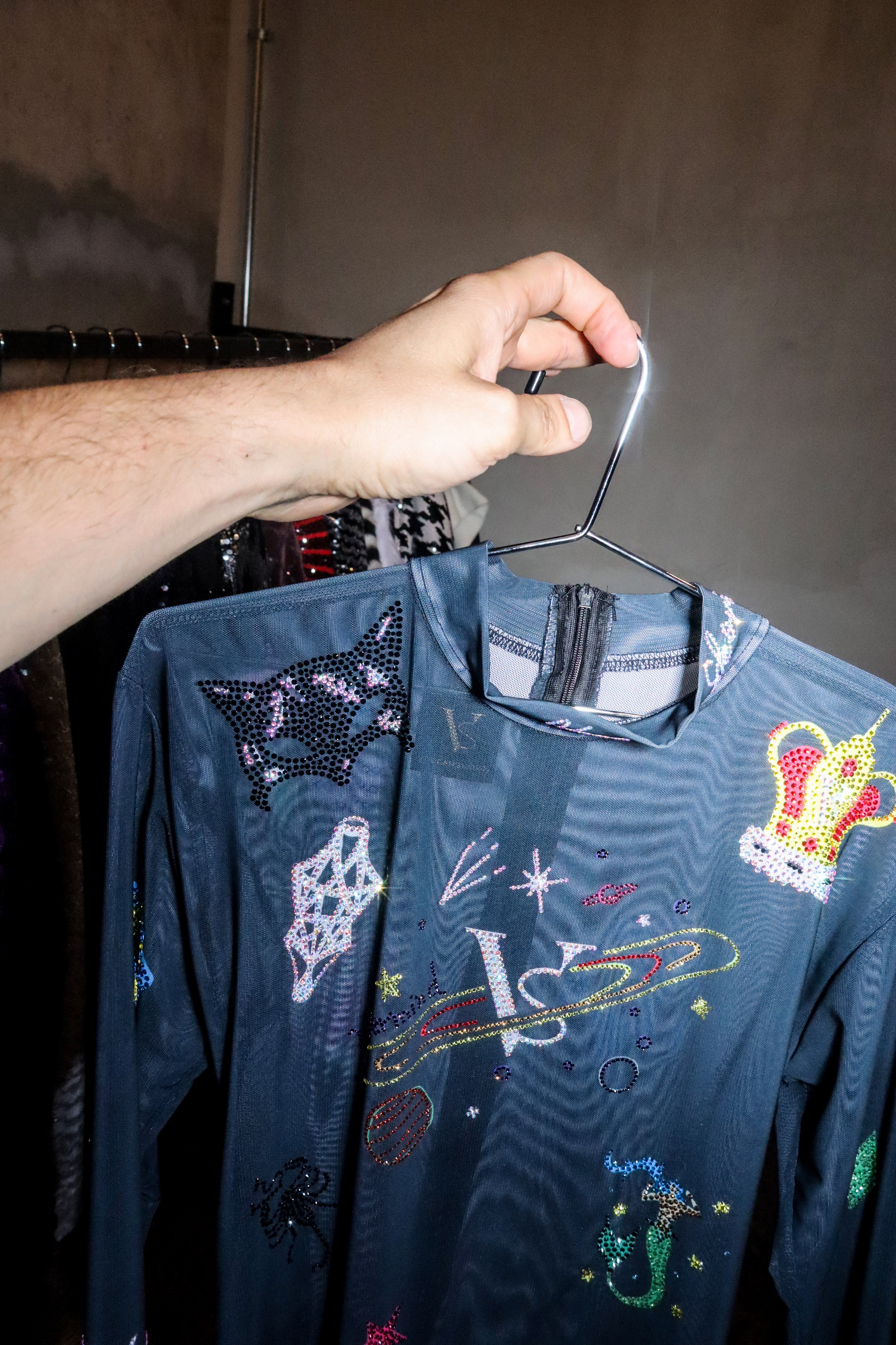 Cosmic Embellished Mesh Bodysuit