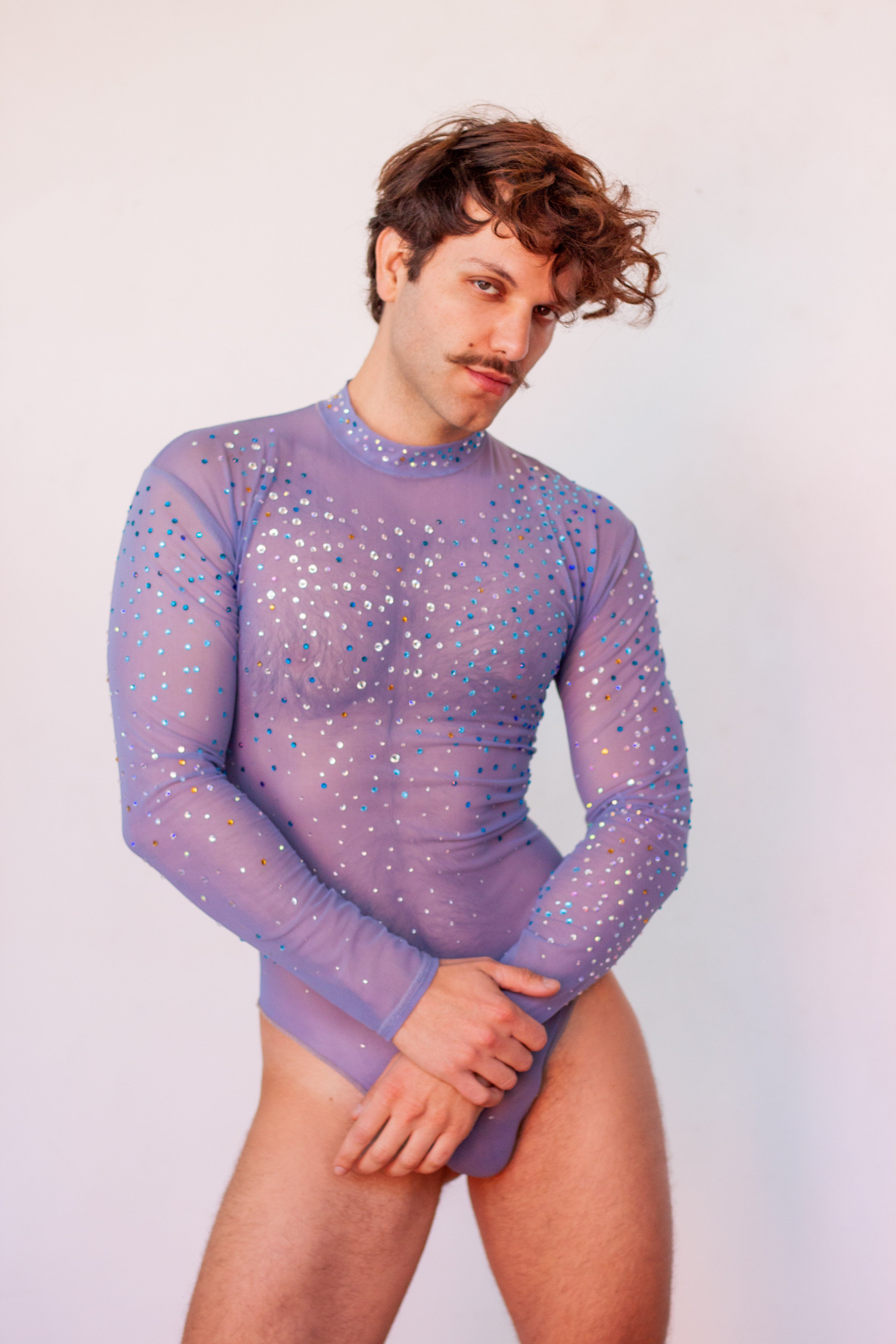 Lavender Sparkle Mesh Bodysuit